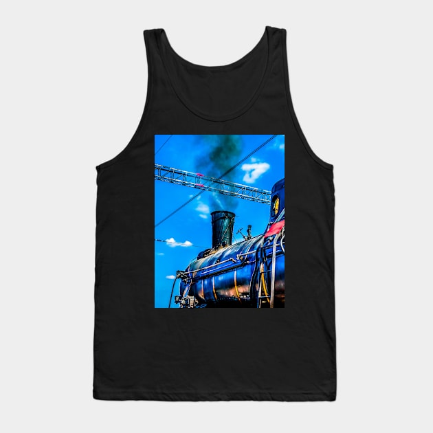 Retro Steam Locomotive And Black Smoke. The Number One Is Ready To Depart Tank Top by funfun